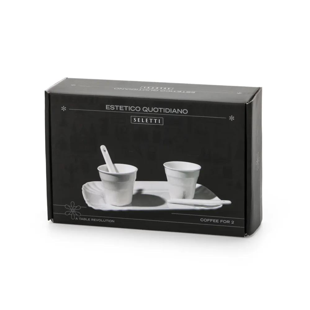 Seletti Estetico Quotidiano Set 2 Tazzine Caffe', 2 Chucchiaini e Vassoio Porcellana