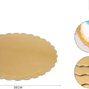 Set 2 Pz Base Per Torta Rotonda Piatto Sottotorta Dorato 38 Cm Con Bordino 31168