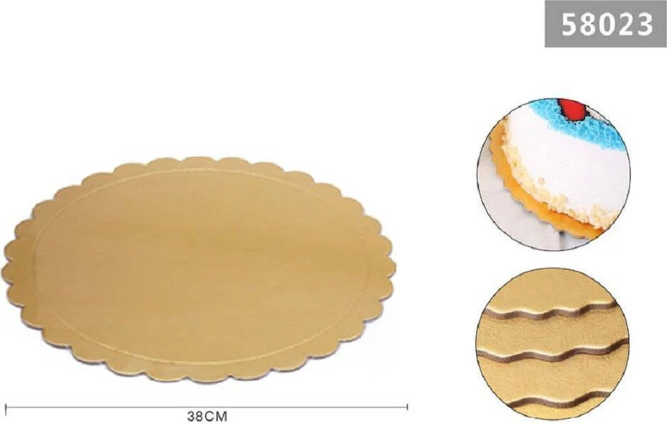 Set 2 Pz Base Per Torta Rotonda Piatto Sottotorta Dorato 38 Cm Con Bordino 31168