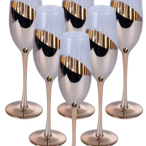 Set 6 Bicchieri da Champagne Chic Flûte Vetro VdE Tivoli 1996 Trasparente e Bronze