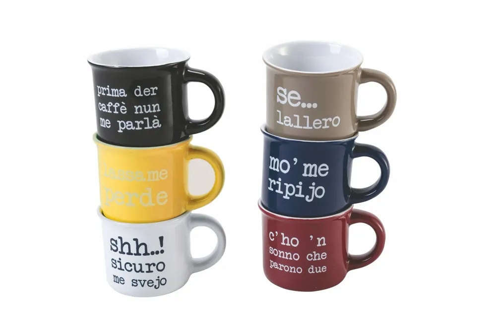 Set 6 Tazzine Caffè 90 ml Porcellana Villa d'Este Home Tivoli Spqr
