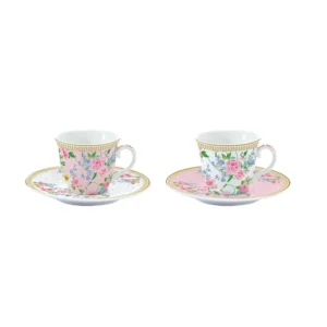 Set 2 tazzine caffe con piattino 80 ml della linea GARDEN JOY di Easy Life