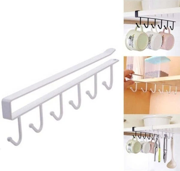 Sottoripiano Sotto Ripiano Con 6 Ganci Appendi Mestolo Attrezzi Per Cucina 26x7