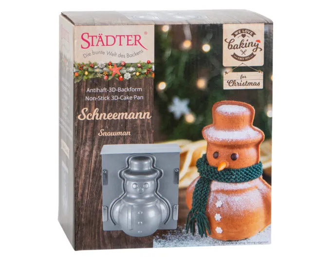 STÄDTER stampo da forno pupazzo di neve 3D 19x21x12 cm argento We love Baking