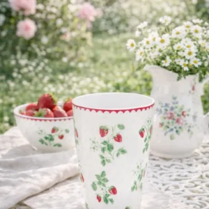 Tazza Latte Francese GreenGate Berry White 400 ml