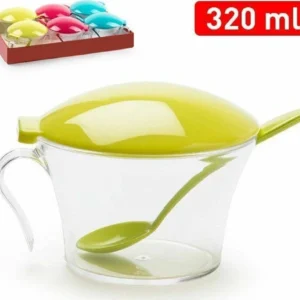 Zuccheriera Plastica Tappo Colorato Contenitore Zucchero Cucchiaio 320 Ml 11298