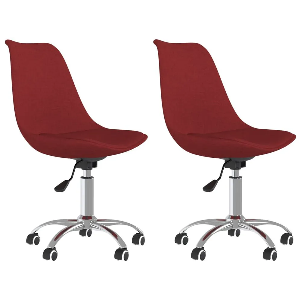 Sedie da Pranzo Girevoli 2 pz Rosso Vino Tessuto Set da 4 Pezzi