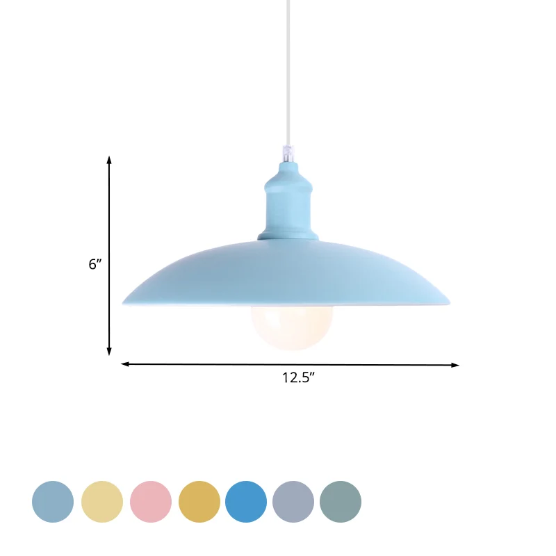 Lampada sospensione ciotola 1 luce Macaron Elegante lampada sospensione metallo blu/verde per sala da pranzo, diametro 12,...