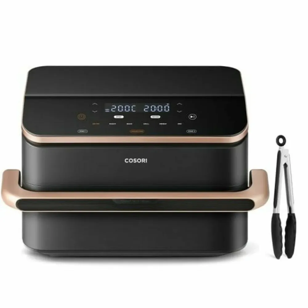 Friggitrice ad Aria Cosori Cosori Gemello Basket Twinfry Chef Edition 10 L Nero Argentato Metallizzato 2800 W