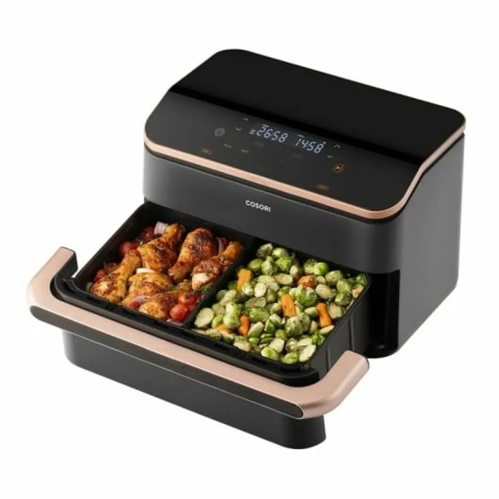 Friggitrice ad Aria Cosori Cosori Gemello Basket Twinfry Chef Edition 10 L Nero Argentato Metallizzato 2800 W