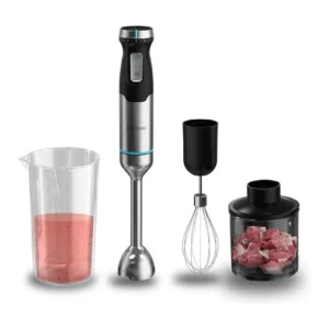 Cecotec Frullatore immersione da 2300 W, tecnologia CrossBlades con 4 lame, rivestimento titanio nero, piede XL extra-lung...