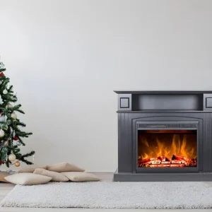 Caminetto elettrico decorativo con mantello Da terra Nero LOPEVI