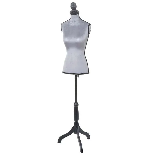 Manichino da sarto Mendler T220 manichino busto donna schiuma velluto grigio 69299