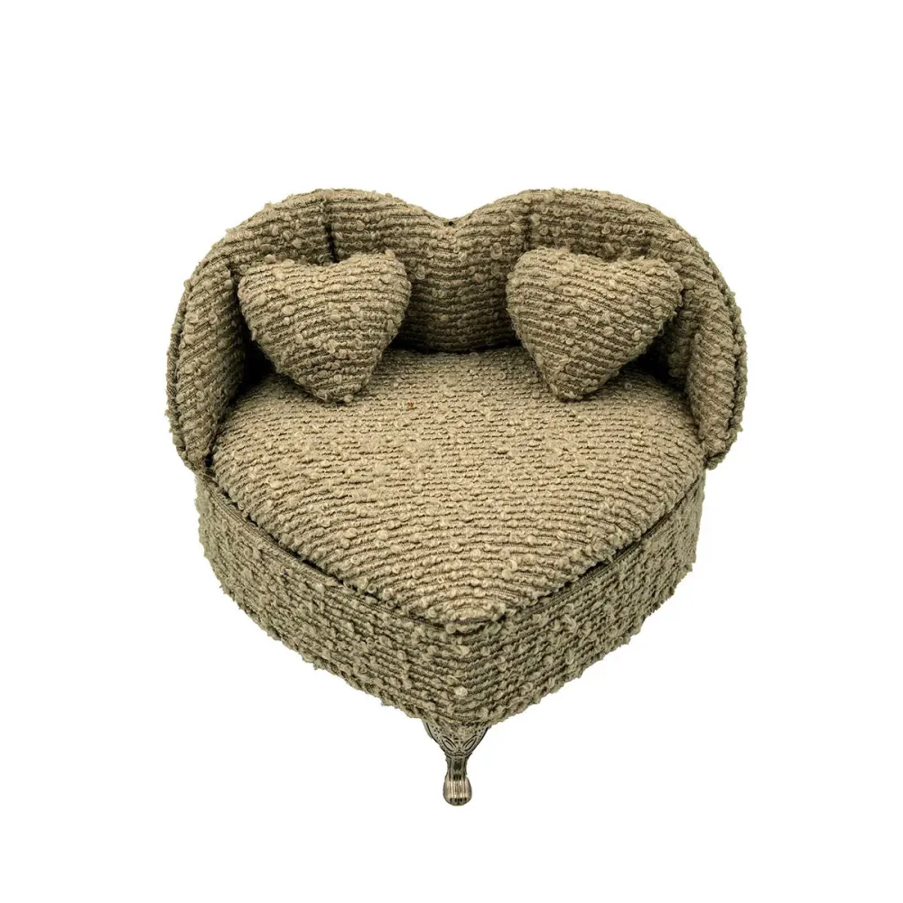 Scatola-Portagioie Versa Grigio Poliestere Metallo Specchio Legno MDF 16 X 13,5 X 16 CM Divano