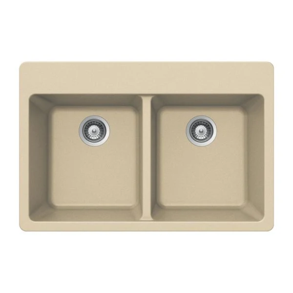 Hamat - SIO-3322DT-SD - Granite Topmount 50/50 Doppio Bowl Kitchen Sink, Sand