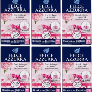 6 X Felce Azzurra Aria Casa peonia & fiori di ciliegio refil deodorante 20 ML