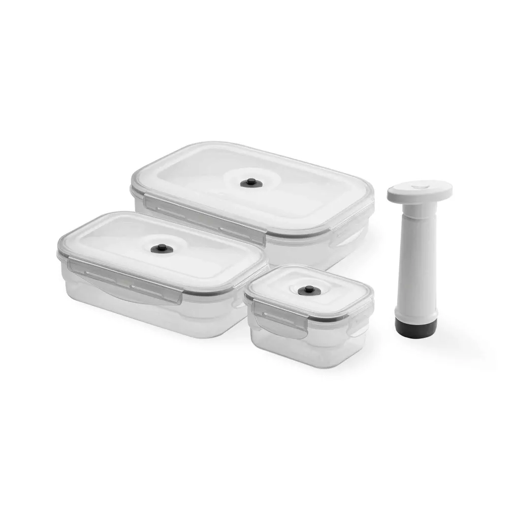 Set di 3 contenitori sottovuoto per alimenti S+M+L Aspifresh