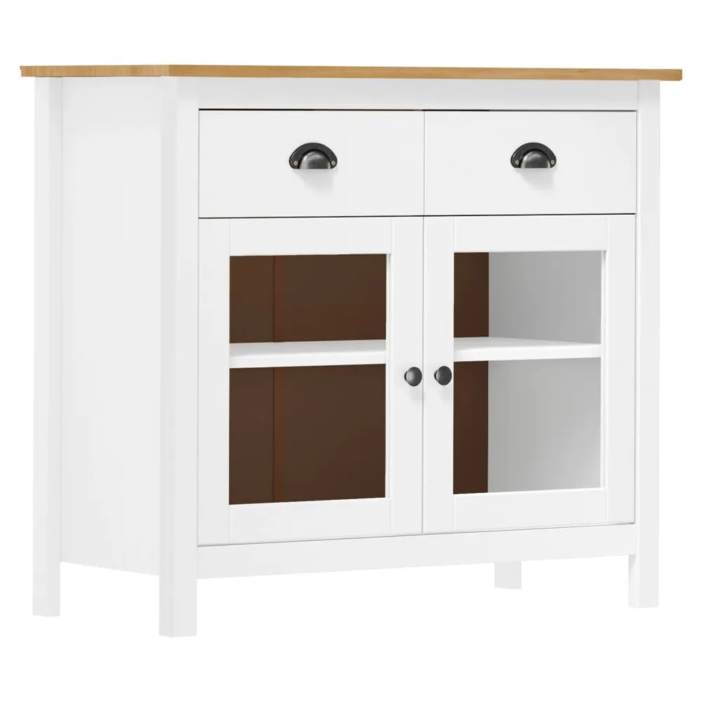 Credenza Hill Bianca 90x40x80 cm Legno Massello di Pino