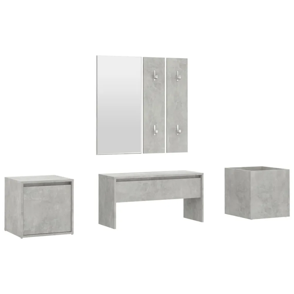 Set di Mobili da Corridoio Grigio Cemento Legno Multistrato