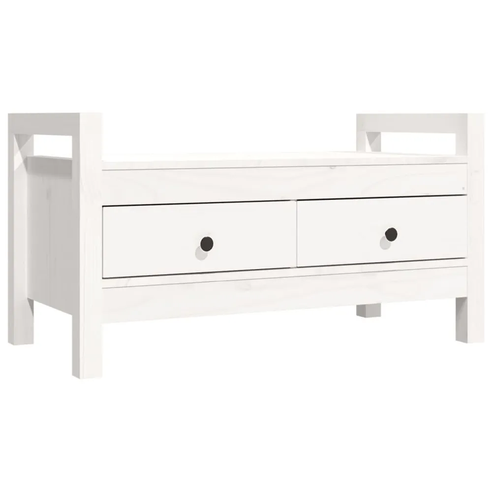 Panca da Ingresso Bianca 80x40x43 cm Legno Massello di Pino