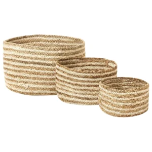 Set di 3 ceste iuta naturale e nocciola KAHU