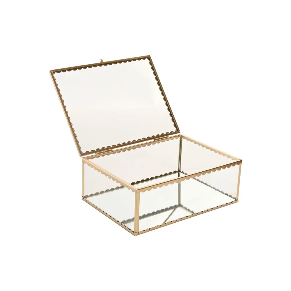 Scatola-Portagioie Home ESPRIT Dorato Metallo Cristallo con Custodia Protettiva