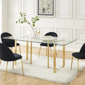 Lotto di 2 sedie Velluto Nero e Metallo Dorato MELBOURNE