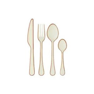 Posate acciaio inox smaltato e smalto bianco macchiato Madam Stoltz - 6cm