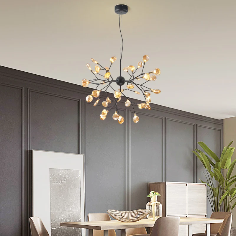 Lampadario LED Heracleum Lampadario artistico vetro soffiato marrone palese per sala da pranzo