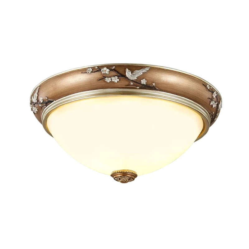 Plafoniera da soffitto con montaggio ad incasso cristallo smussato cupola anticata da 11"/15"/19" 2/3 teste marrone