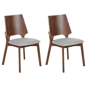 Set 2 Dining Chairs Dark Wood and Grey ABEE
