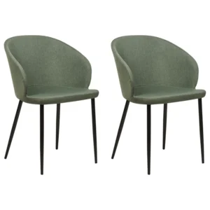 Set 2 Fabric Dining Chairs Dark Green MASON