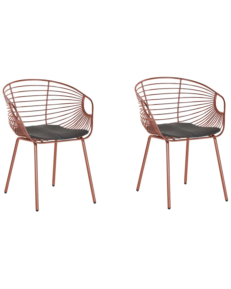 Set 2 Metal Dining Chairs Copper HOBACK