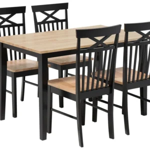 Set da pranzo 4 posti legno chiaro/nero HOUSTON