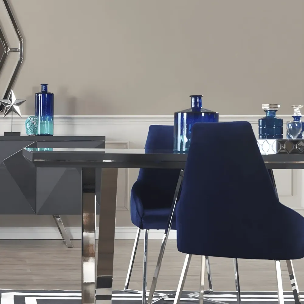 Set di sedie da pranzo "Enzio" imbottite tessuto con struttura metallo cm 52x48 90h