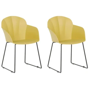 Set di 2 sedie da pranzo plastica gialla SYLVA