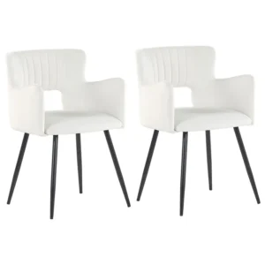 Set di 2 sedie da pranzo velluto bianco crema e nero SANILAC