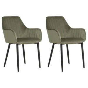 Set di 2 sedie da pranzo velluto verde oliva WELLSTON