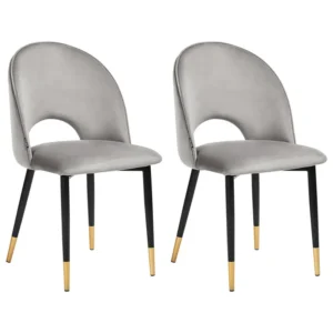Set 2 Velluto Dining Chairs Grey MAGALIA