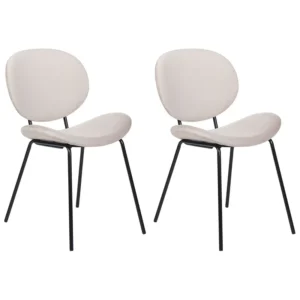Set 2 Velvet Dining Chairs Light Beige LUANA
