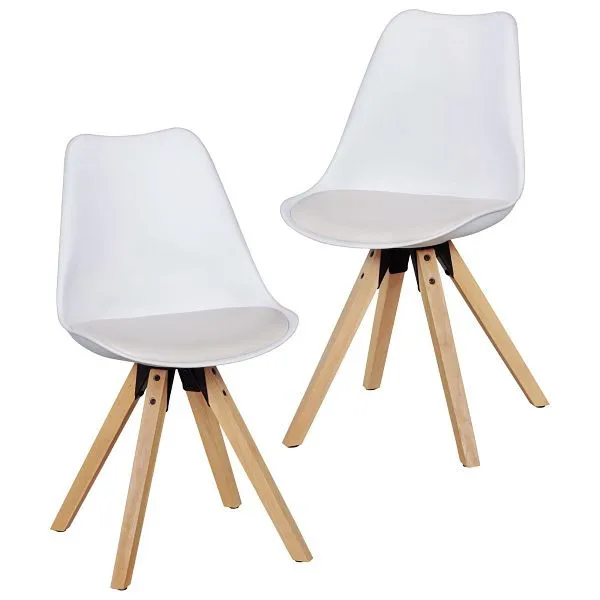 Wohnling Set di 2 Sedie da Pranzo retrò Lima Bianco WL5.024