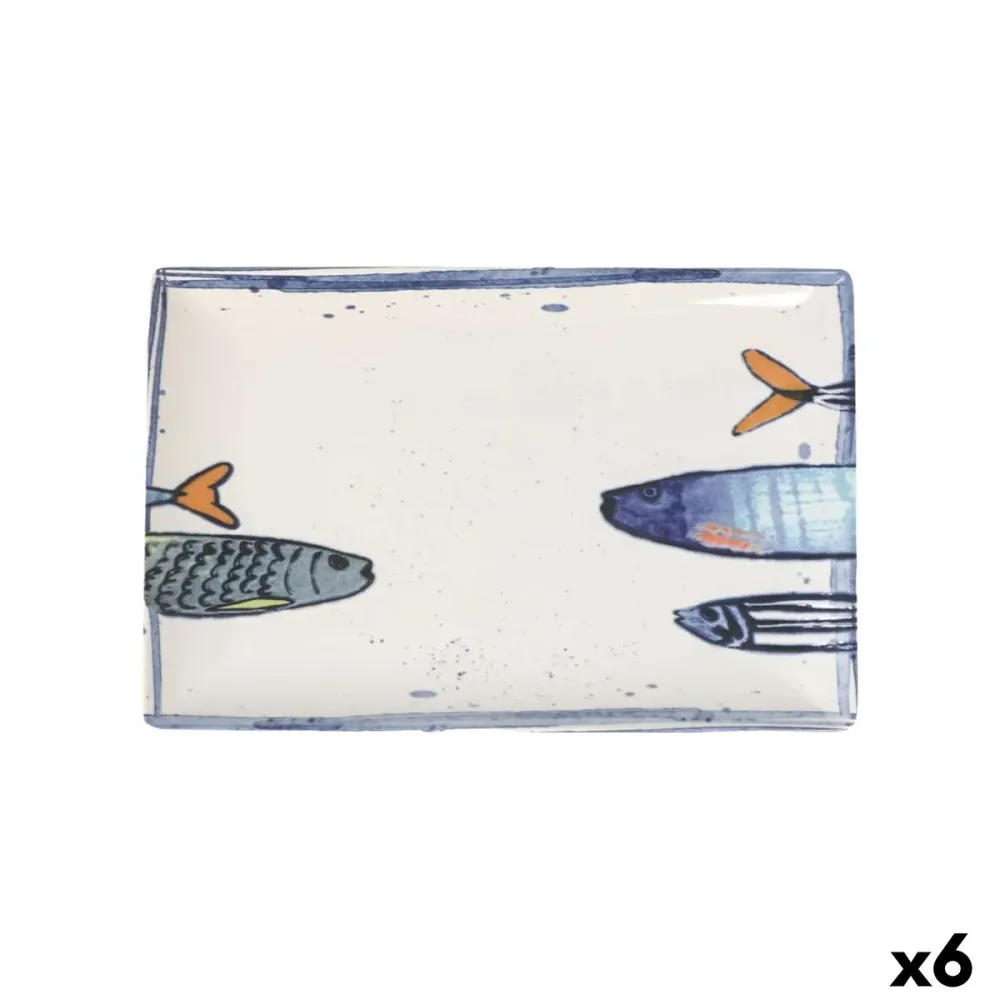 Grembiule da Cucina Teglia da Cucina La Mediterránea Peixe 2.0 Multicolore Ceramica Rettangolare 30 x 20 x 2,5 cm (6 Unità)