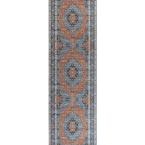 Runner Rug 80 x 300 cm Blue and Orange MIDALAM
