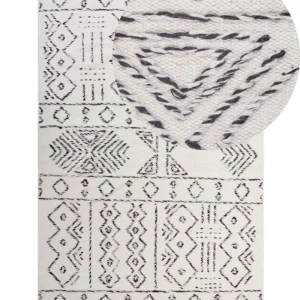 Wool Area Rug 140 x 200 cm White and Black ALKENT