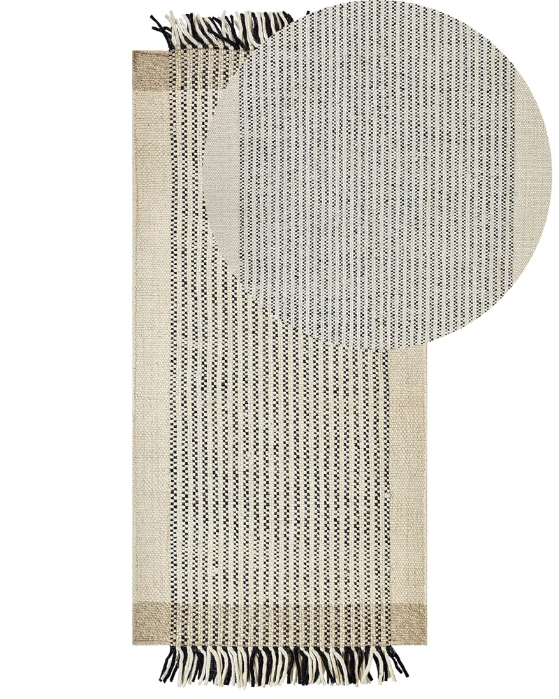 Wool Area Rug 80 x 150 cm Beige and Black DIVARLI