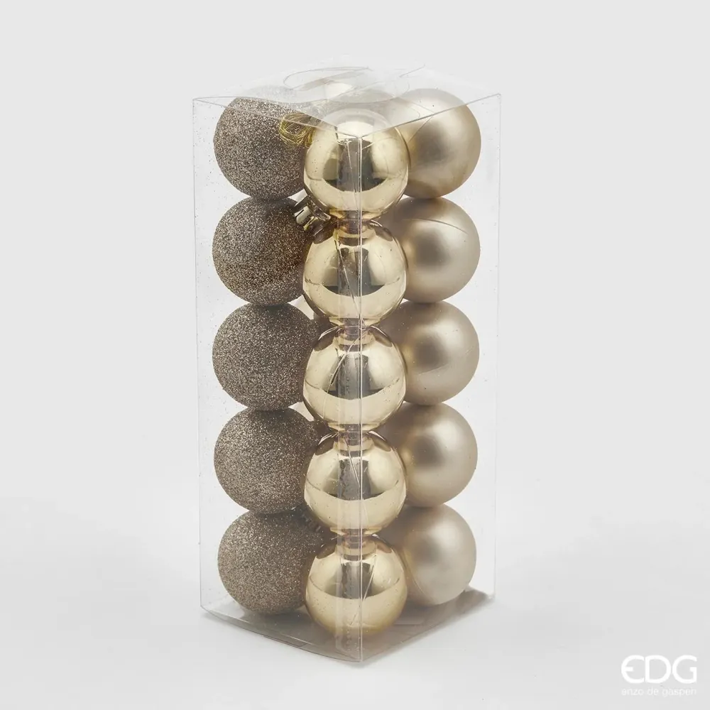 EDG Enzo De Gasperi Palline di Natale Poly Mix Box 20 pz D4 cm Champagne