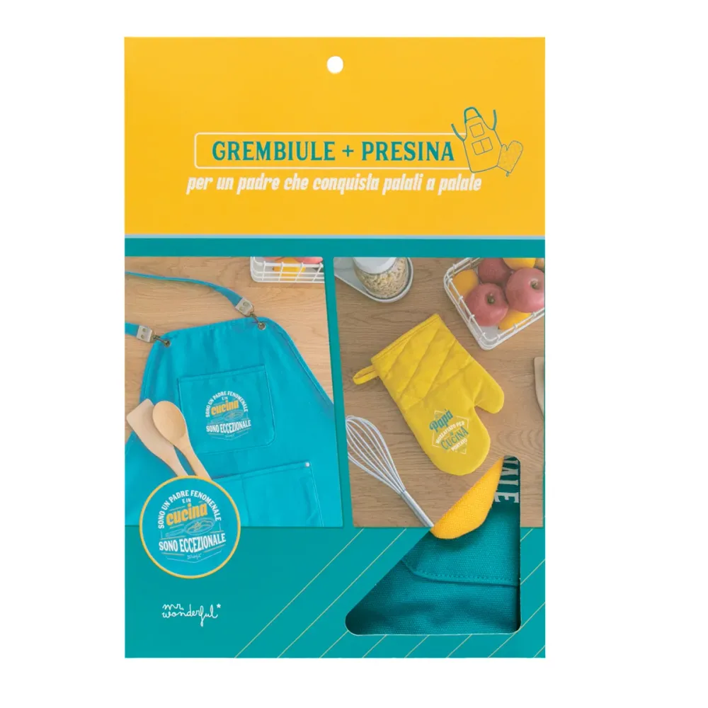 Set di grembiule + presina - Sono un padre fenomenale e cucina sono eccezionale
