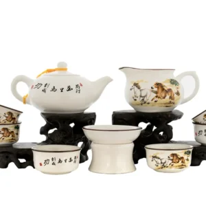 Set per cerimonia del tè (9 pezzi) # 91015, porcellana: teiera 200 ml, gundaobey 200 ml, teamesh, sei tazze da 45 ml.
