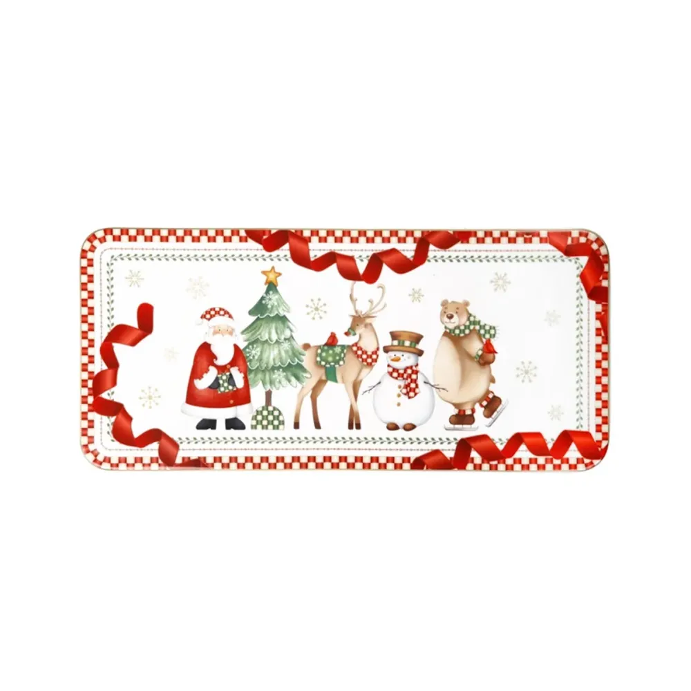 Brandani Vassoio Rettangolare Natalizio Racconti 40x18 cm Porcellana