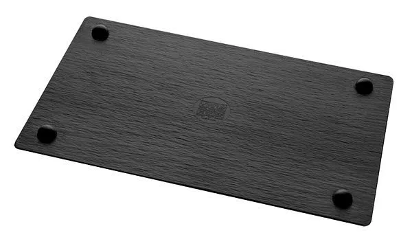 Vassoio APS GN 1/4 -SLATE- 265 x 162 cm altezza: 1 cm melamina nero aspetto ardesia con piedini antiscivolo 83958